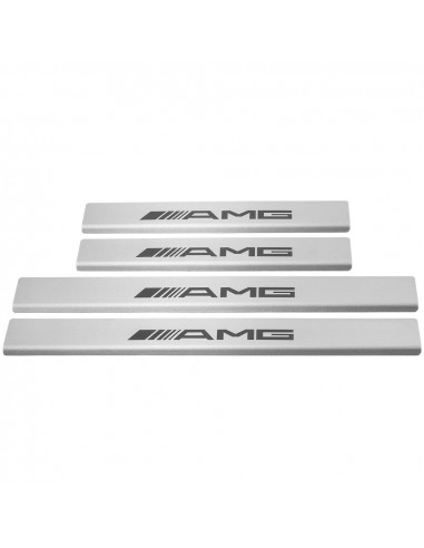 MERCEDES S W222 Door sills kick plates AMG  Stainless Steel 304 Mat Finish Black Inscriptions