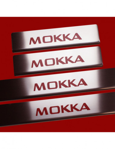 OPEL/VAUXHALL MOKKA  Door sills kick plates   Stainless Steel 304 Mat Finish Red Inscriptions