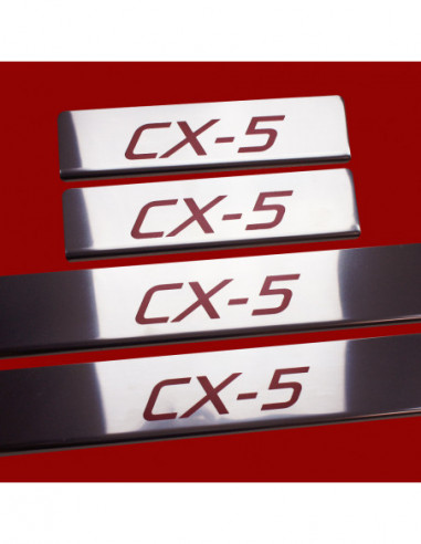 MAZDA CX-5 MK1 Door sills kick plates   Stainless Steel 304 Mirror Finish Red Inscriptions