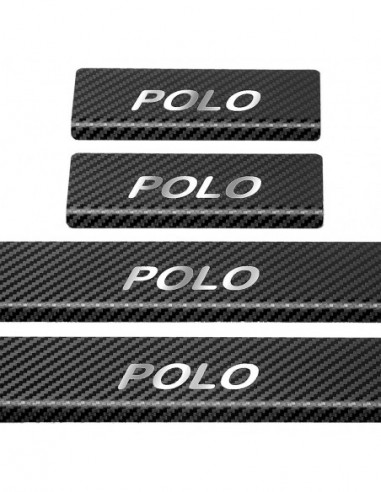 VW POLO MK6 AW Door sills kick plates   Stainless Steel 304 Mirror Carbon Look Finish