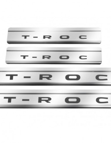 VW T-ROC  Door sills kick plates   Stainless Steel 304 Mirror Finish Black Inscriptions