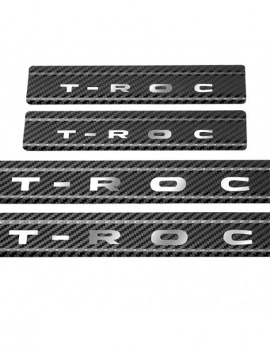 VW T-ROC  Door sills kick plates   Stainless Steel 304 Mirror Carbon Look Finish