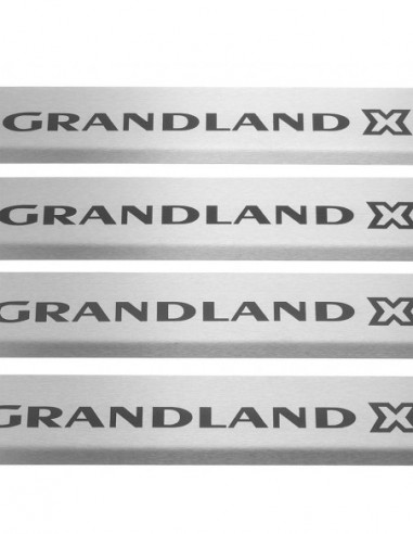 OPEL/VAUXHALL GRANDLAND X  Battitacco sottoporta  Acciaio inox 304 Finitura opaca Iscrizioni nere