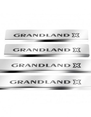 OPEL/VAUXHALL GRANDLAND X  Nakładki progowe na progi   Stal nierdzewna 304 połysk z czarnymi literami