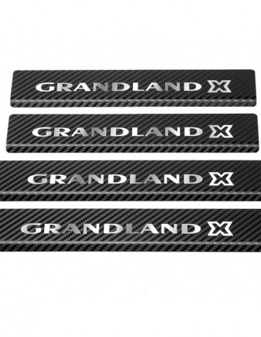 OPEL/VAUXHALL GRANDLAND X  Door sills kick plates   Stainless Steel 304 Mirror Carbon Look Finish