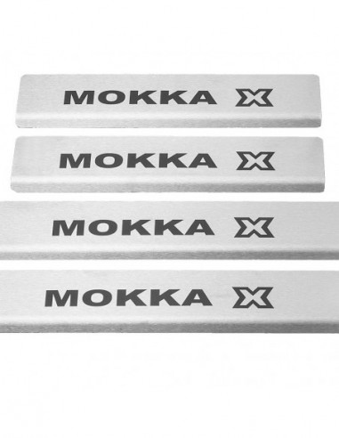 OPEL/VAUXHALL MOKKA X  Plaques de seuil de porte   Acier inoxydable 304 Inscriptions en noir mat