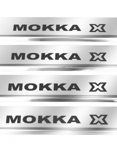 OPEL/VAUXHALL MOKKA X  Nakładki progowe na progi   Stal nierdzewna 304 połysk z czarnymi literami
