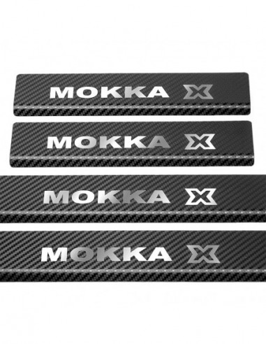 OPEL/VAUXHALL MOKKA X  Door sills kick plates   Stainless Steel 304 Mirror Carbon Look Finish