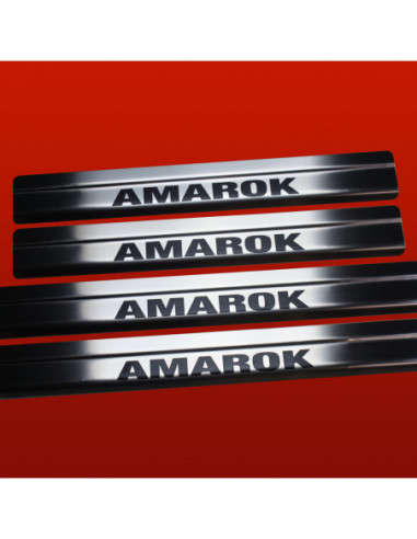 VW AMAROK  Door sills kick plates   Stainless Steel 304 Mat Finish Black Inscriptions