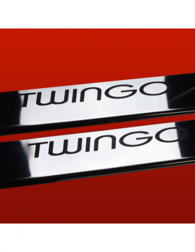 RENAULT TWINGO MK2 Battitacco sottoporta  Acciaio inox 304 finitura a specchio Iscrizioni nere