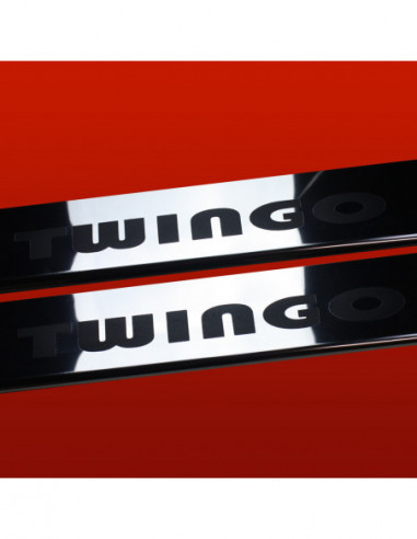 RENAULT TWINGO MK1 Battitacco sottoporta  Acciaio inox 304 finitura a specchio Iscrizioni nere