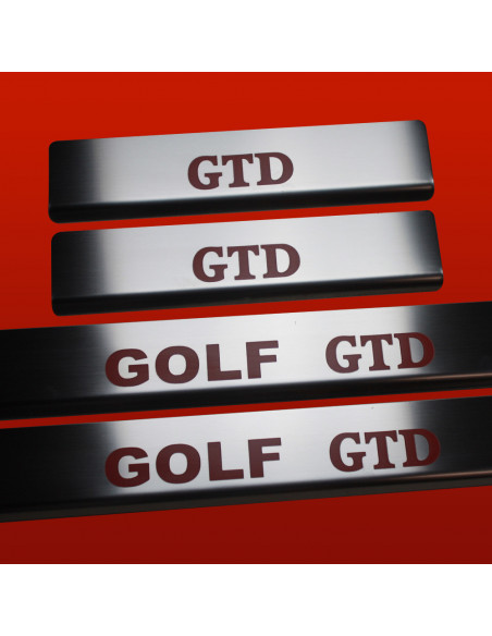 VOLKSWAGEN GOLF MK7 Battitacco sottoporta GOLF GTD5 porte Acciaio inox 304 Finitura opaca Iscrizioni rosse