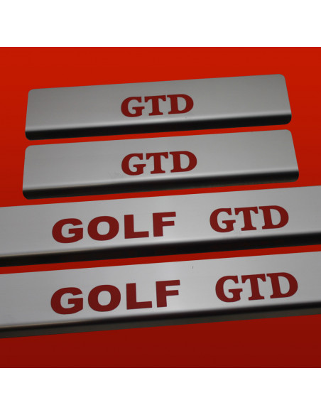 VOLKSWAGEN GOLF MK7 Plaques de seuil de porte GOLF GTD 5 portes Acier inoxydable 304 fini mat inscriptions rouges