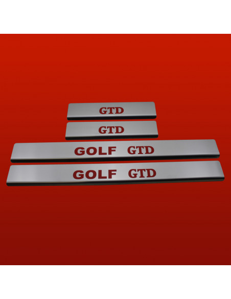 VOLKSWAGEN GOLF MK7 Plaques de seuil de porte GOLF GTD 5 portes Acier inoxydable 304 fini mat inscriptions rouges