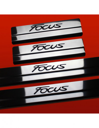 FORD FOCUS MK3 Door sills kick plates  Facelift Stainless Steel 304 Mirror Finish Black Inscriptions