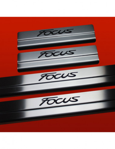 FORD FOCUS MK3 Door sills kick plates  Facelift Stainless Steel 304 Mat Finish Black Inscriptions