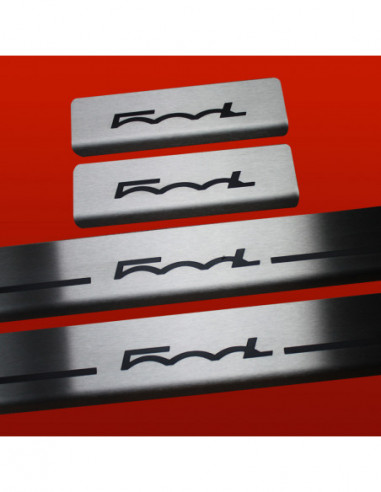 FIAT 500L  Door sills kick plates 500L HALF  Stainless Steel 304 Mat Finish Black Inscriptions