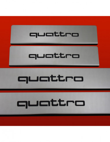 AUDI A4 B6 Door sills kick plates QUATTRO  Stainless Steel 304 Mirror Finish Black Inscriptions