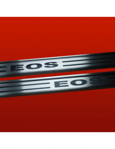VW EOS  Door sills kick plates EOS TYPE2  Stainless Steel 304 Mat Finish Black Inscriptions