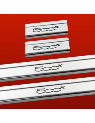 FIAT 500X  Door sills kick plates   Stainless Steel 304 Mirror Finish Black Inscriptions
