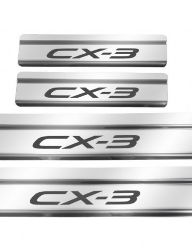 MAZDA CX-3  Plaques de seuil de porte   Acier inoxydable 304 Finition miroir Inscriptions en noir