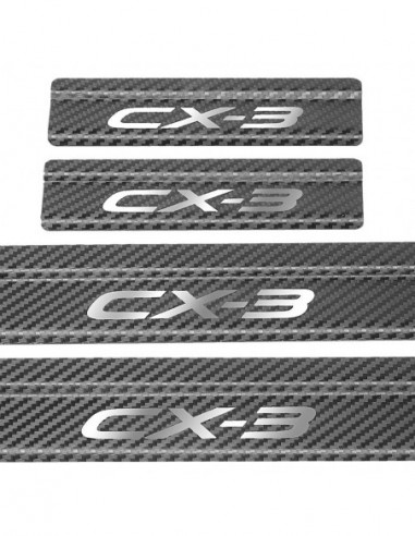MAZDA CX-3  Nakładki progowe na progi   Stal nierdzewna 304 połysk z wyglądem carbon połysk