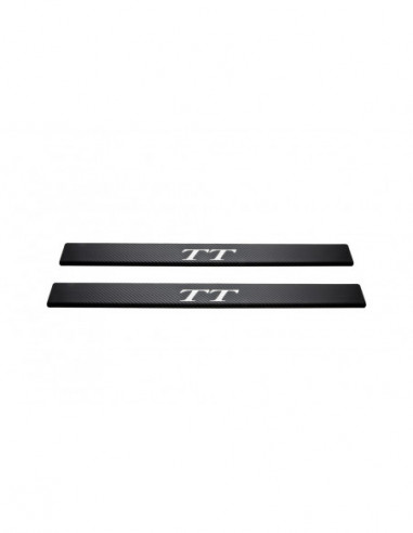 AUDI TT MK2 8J Door sills kick plates   Stainless Steel 304 Mirror Carbon Look Finish
