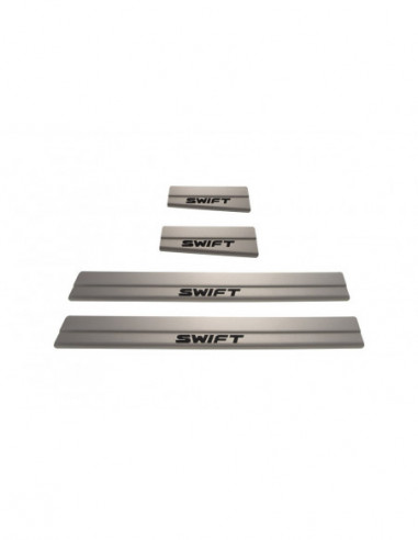 SUZUKI SWIFT MK5 Plaques de seuil de porte  5 portes Acier inoxydable 304 Inscriptions en noir mat