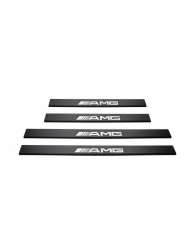 MERCEDES C W202 Door sills kick plates AMG  Stainless Steel 304 Mirror Carbon Look Finish