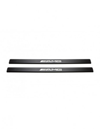 MERCEDES C W203 Door sills kick plates AMG Coupe Stainless Steel 304 Mirror Carbon Look Finish
