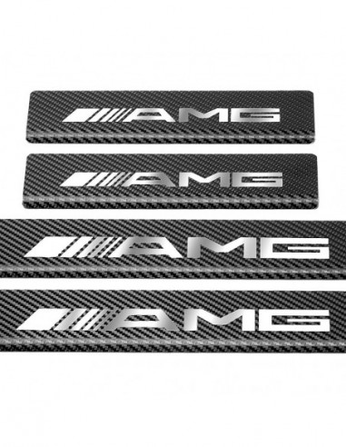 MERCEDES ML W166 Door sills kick plates AMG  Stainless Steel 304 Mirror Carbon Look Finish