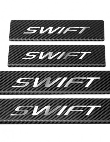 SUZUKI SWIFT MK4 Door sills kick plates  5 doors Stainless Steel 304 Mirror Carbon Look Finish