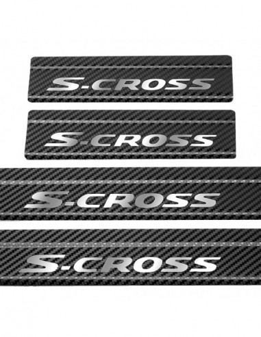 SUZUKI SX4 S-CROSS  Einstiegsleisten Türschwellerleisten S-CROSS  Edelstahl 304, Spiegel-Carbon-Look-Finish