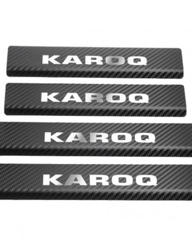 SKODA KAROQ  Door sills kick plates   Stainless Steel 304 Mirror Carbon Look Finish