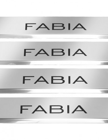 SKODA FABIA MK3 Plaques de seuil de porte   Acier inoxydable 304 Finition miroir Inscriptions en noir