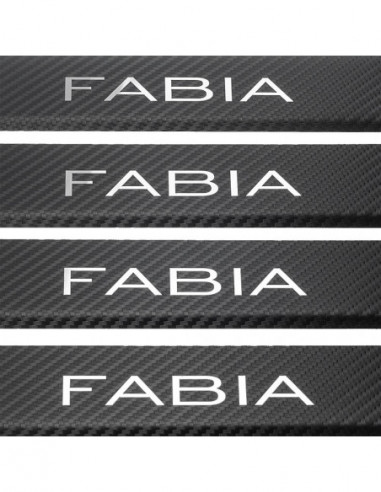 SKODA FABIA MK3 Door sills kick plates   Stainless Steel 304 Mirror Carbon Look Finish
