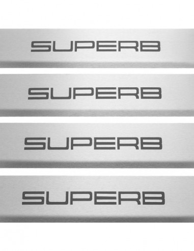 SKODA SUPERB MK3 Plaques de seuil de porte   Acier inoxydable 304 Inscriptions en noir mat