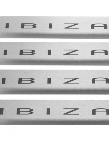 SEAT IBIZA MK5 KJ Door sills kick plates   Stainless Steel 304 Mat Finish Black Inscriptions