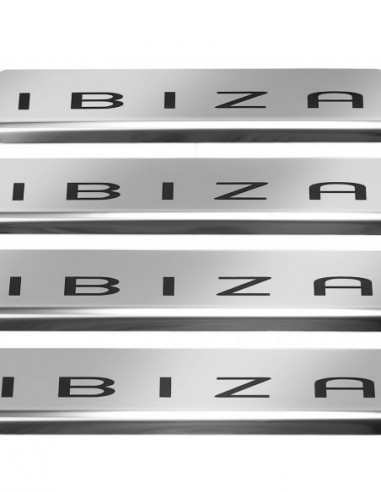 SEAT IBIZA MK5 KJ Door sills kick plates   Stainless Steel 304 Mirror Finish Black Inscriptions
