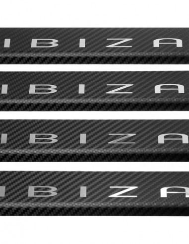 SEAT IBIZA MK5 KJ Door sills kick plates   Stainless Steel 304 Mirror Carbon Look Finish