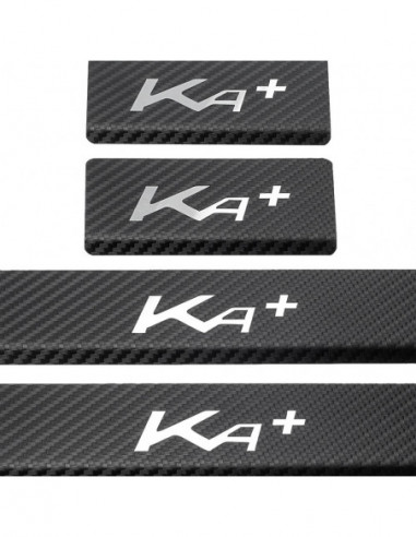 FORD KA+  Door sills kick plates   Stainless Steel 304 Mirror Carbon Look Finish