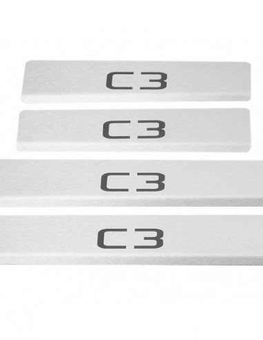 CITROEN C3 MK3 Door sills kick plates   Stainless Steel 304 Mat Finish Black Inscriptions
