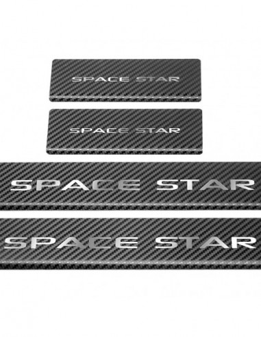 MITSUBISHI SPACE STAR MK2 Nakładki progowe na progi SPACESTAR Facelift Stal nierdzewna 304 połysk z wyglądem carbon połysk