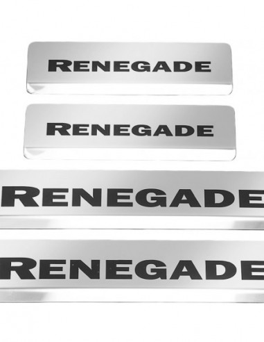 JEEP RENEGADE  Door sills kick plates   Stainless Steel 304 Mirror Finish Black Inscriptions