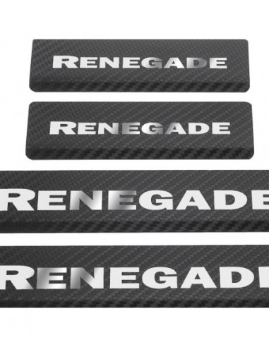 JEEP RENEGADE  Door sills kick plates   Stainless Steel 304 Mirror Carbon Look Finish
