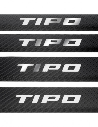 FIAT TIPO MK2 Door sills kick plates   Stainless Steel 304 Mirror Carbon Look Finish
