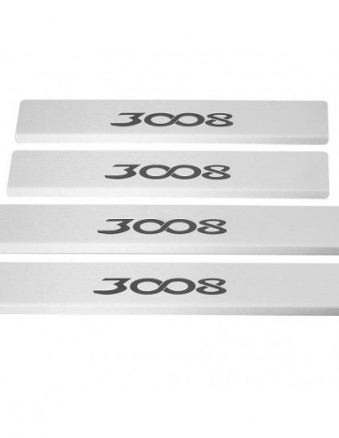 PEUGEOT 3008 MK2 Door sills kick plates   Stainless Steel 304 Mat Finish Black Inscriptions
