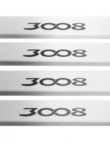 PEUGEOT 3008 MK2 Door sills kick plates   Stainless Steel 304 Mirror Finish Black Inscriptions