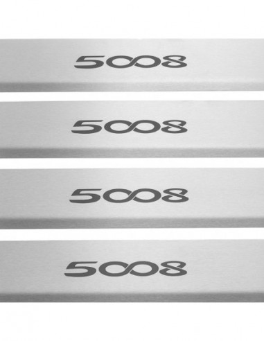 PEUGEOT 5008 MK2 Door sills kick plates   Stainless Steel 304 Mat Finish Black Inscriptions