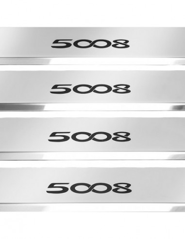 PEUGEOT 5008 MK2 Door sills kick plates   Stainless Steel 304 Mirror Finish Black Inscriptions